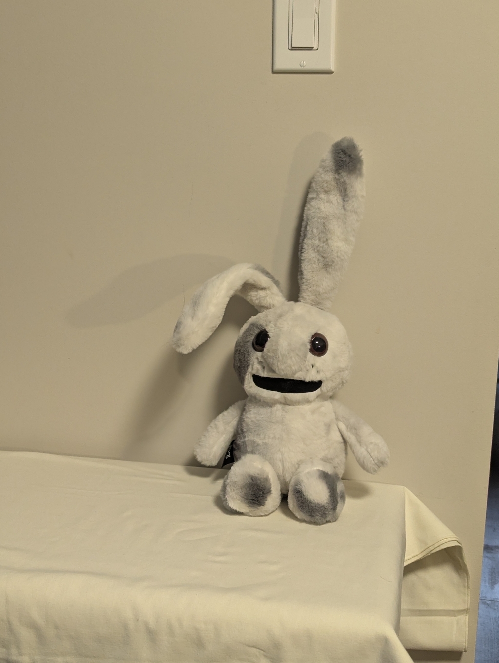 Mysterious Plush Dreadful Bunny Stuffed Animal - Soft White & Gray. Anti Social.